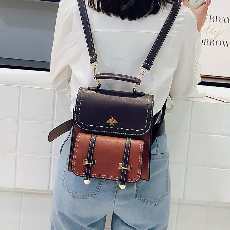 Little Bee Vintage Faux-Leather Backpack