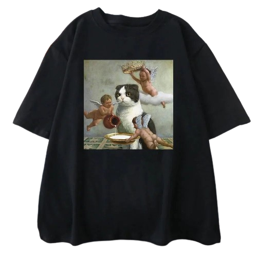 Little God Cat and Angels T-shirt