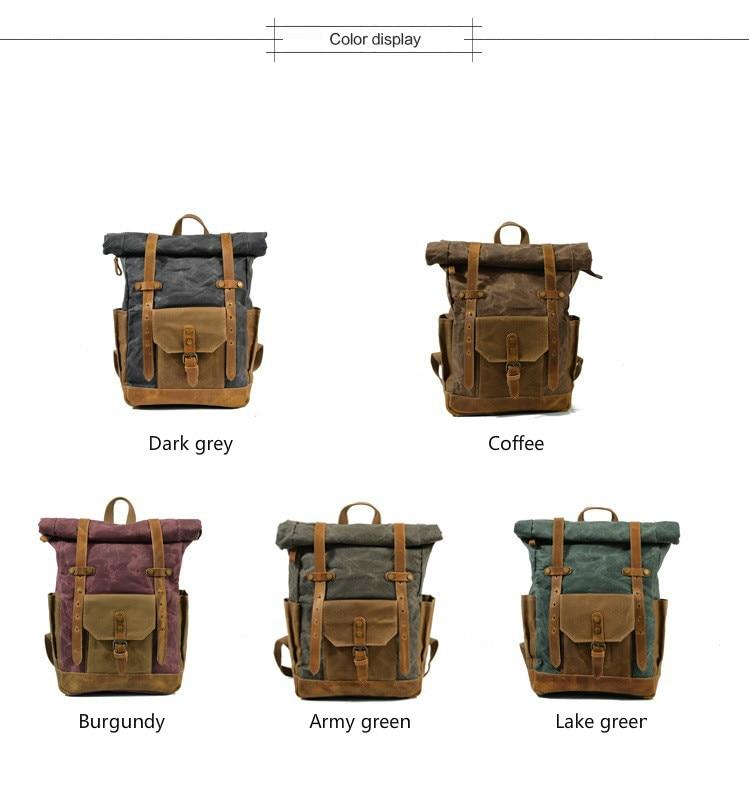 Military Roll-top Canvas Backpack