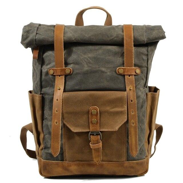 Military Roll-top Canvas Backpack