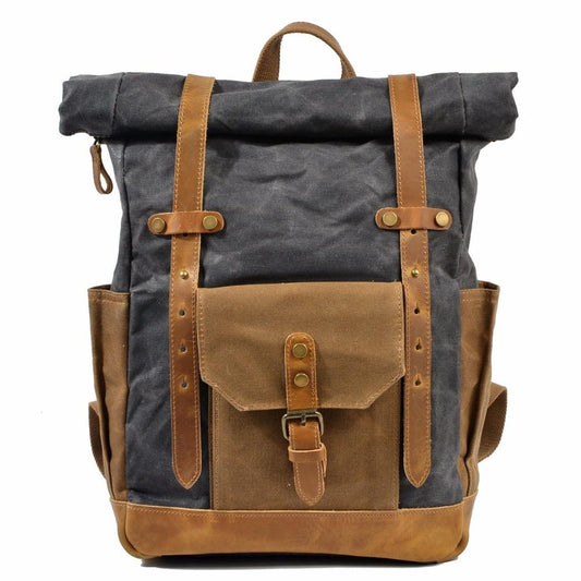 Military Roll-top Canvas Backpack