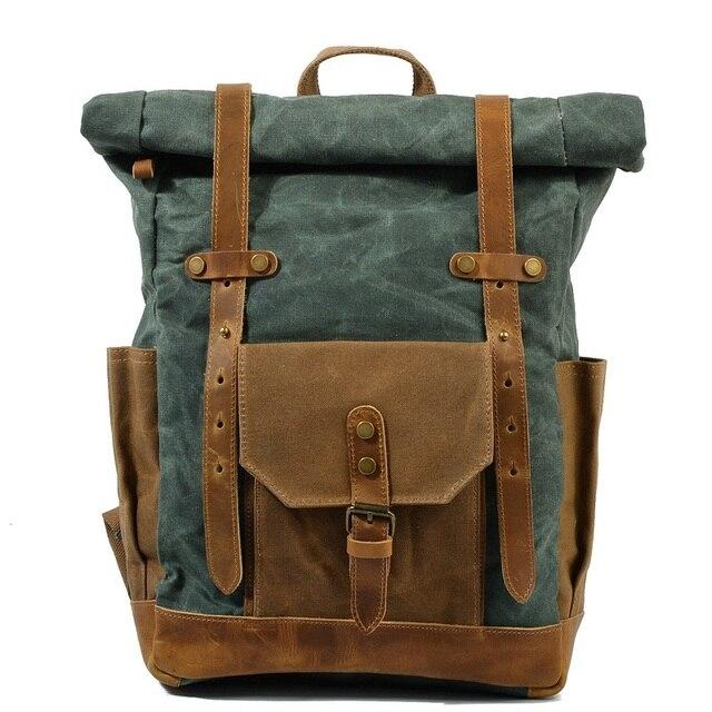 Military Roll-top Canvas Backpack