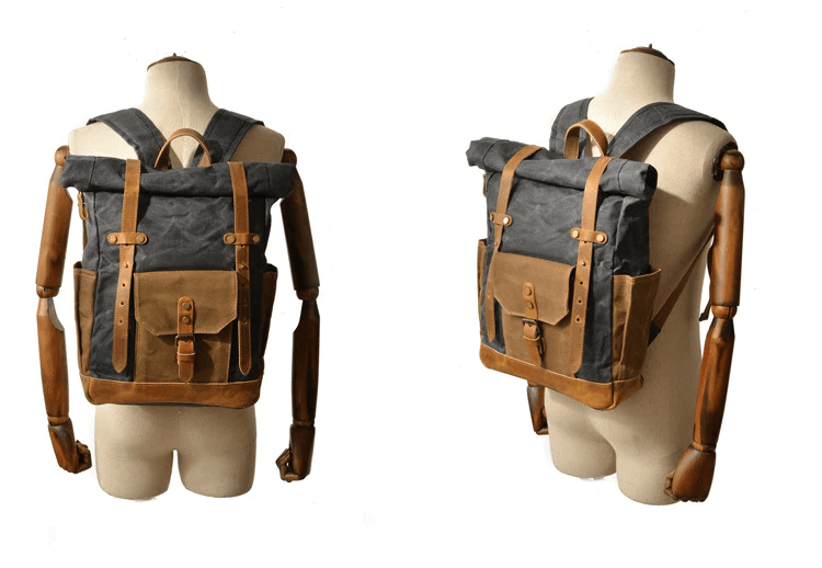 Military Roll-top Canvas Backpack