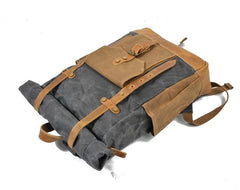 Military Roll-top Canvas Backpack