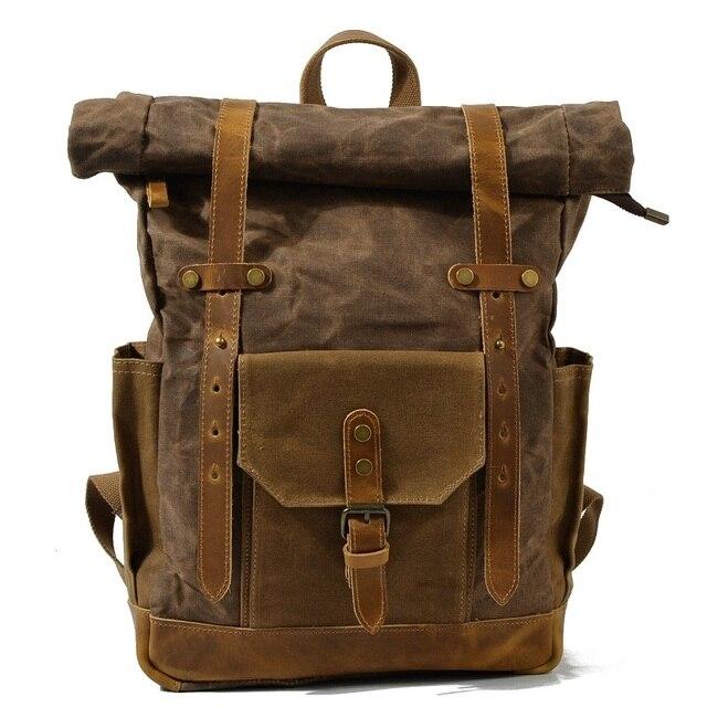 Military Roll-top Canvas Backpack