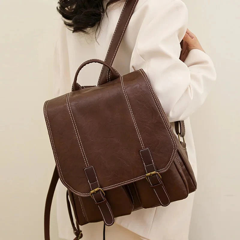 Soft Faux Leather Vintage Backpack Kawaii Side