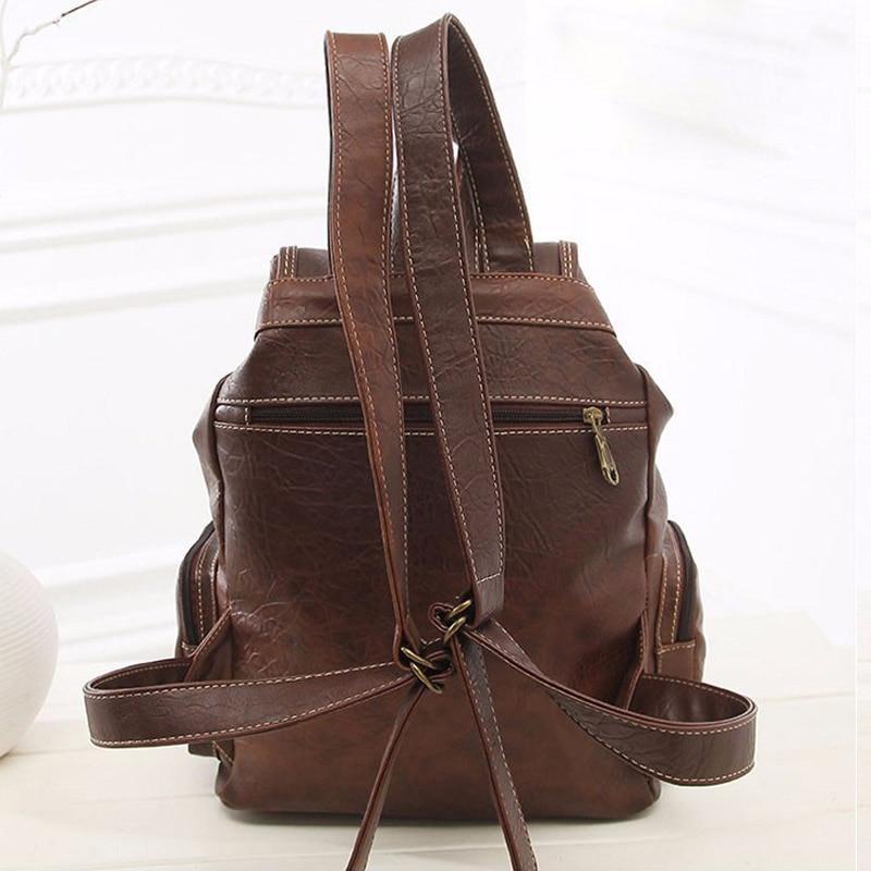 Vintage Faux Leather Drawstring Backpack