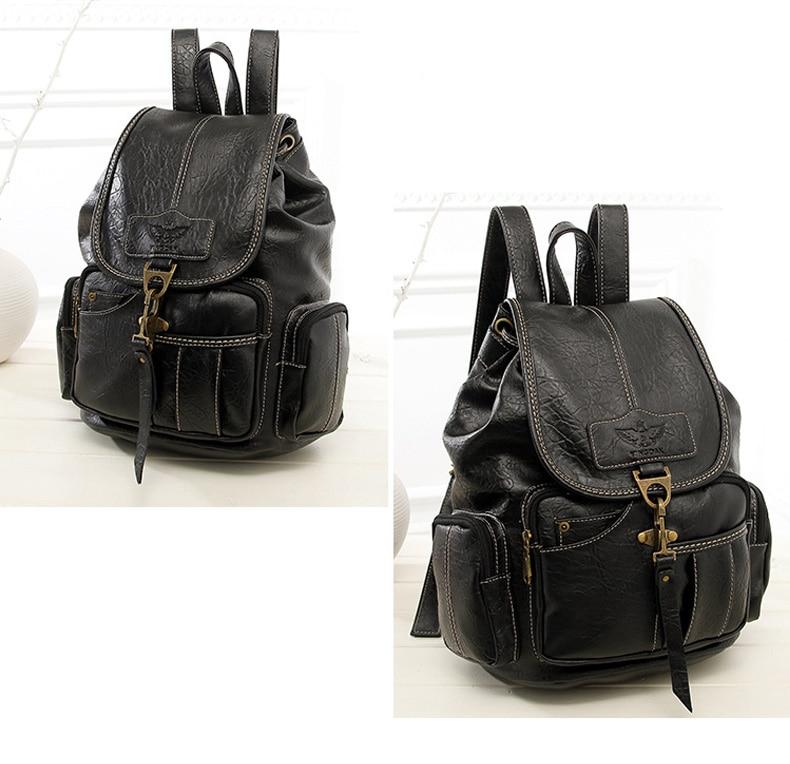 Vintage Faux Leather Drawstring Backpack