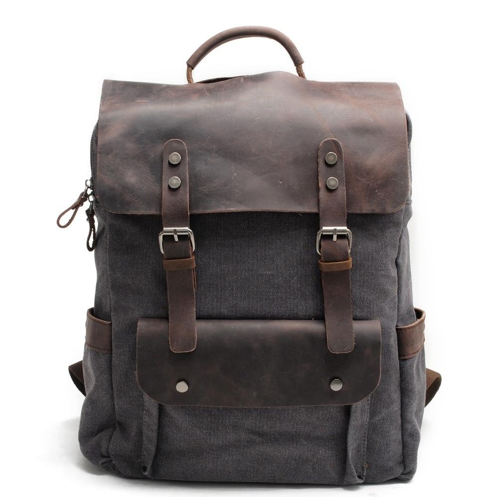 Vintage Leather & Canvas Backpack