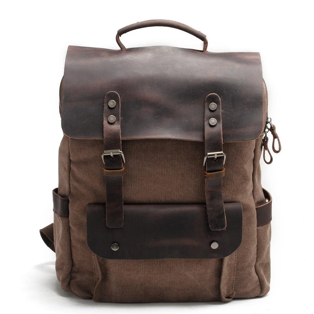 Vintage Leather & Canvas Backpack