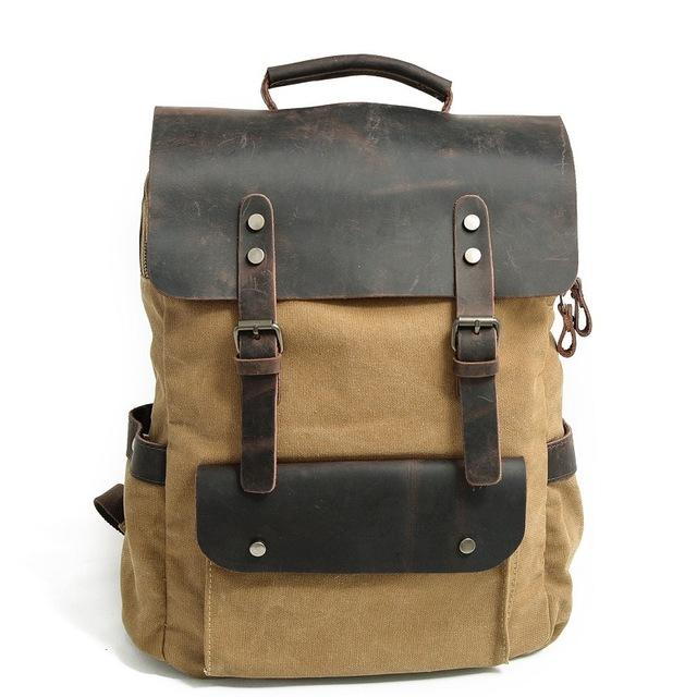 Vintage Leather & Canvas Backpack