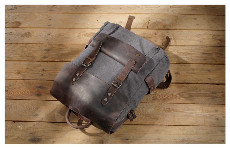 Vintage Leather & Canvas Backpack