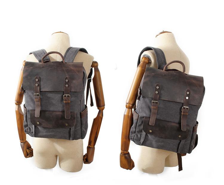 Vintage Leather & Canvas Backpack