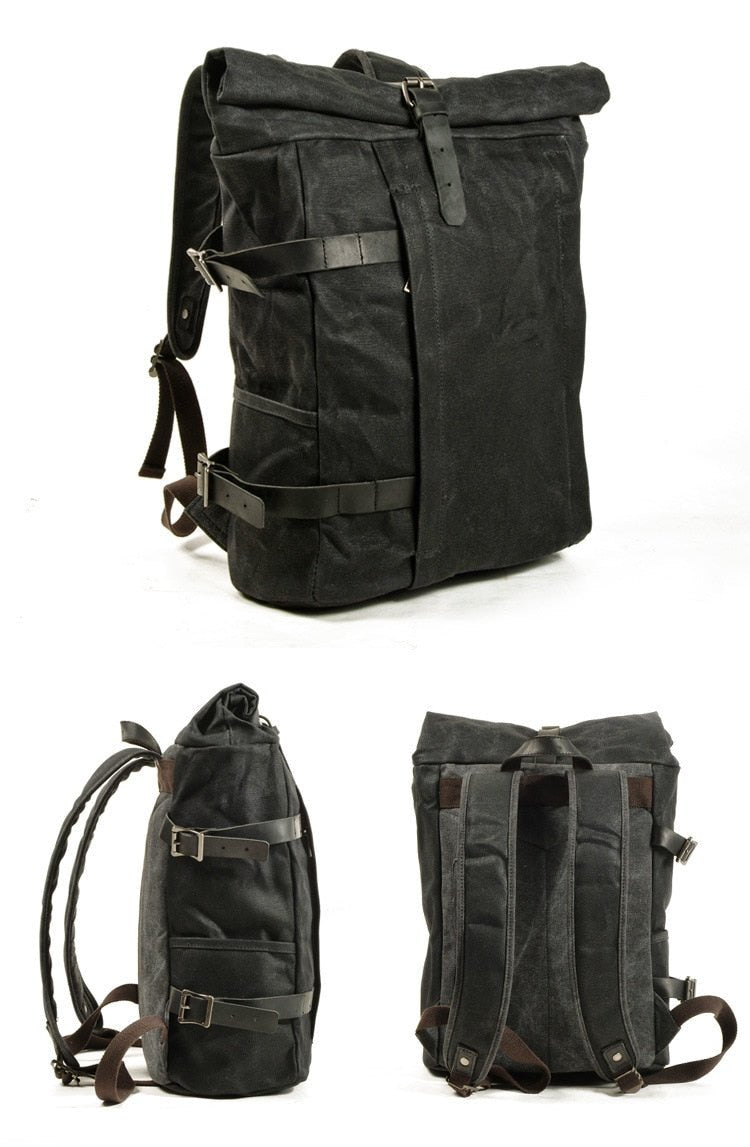 Vintage Waxed Canvas Rolltop Backpack