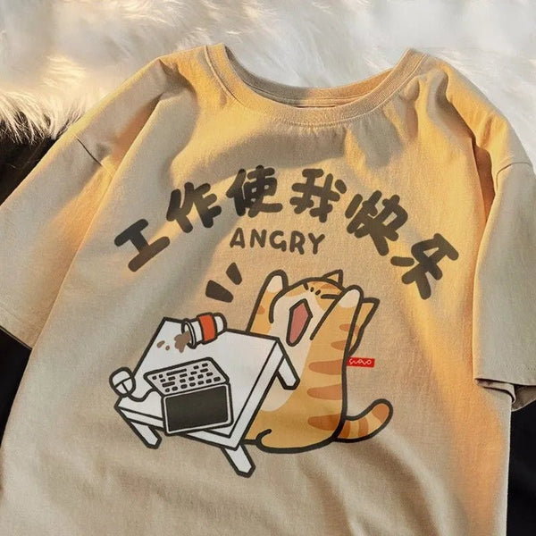 Angry Cat T-Shirt - Kawaii Side