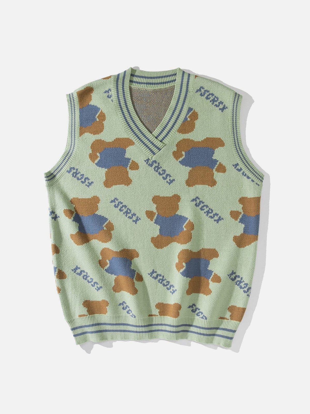 Bear Letters Print Knit Vest - Kawaii Side