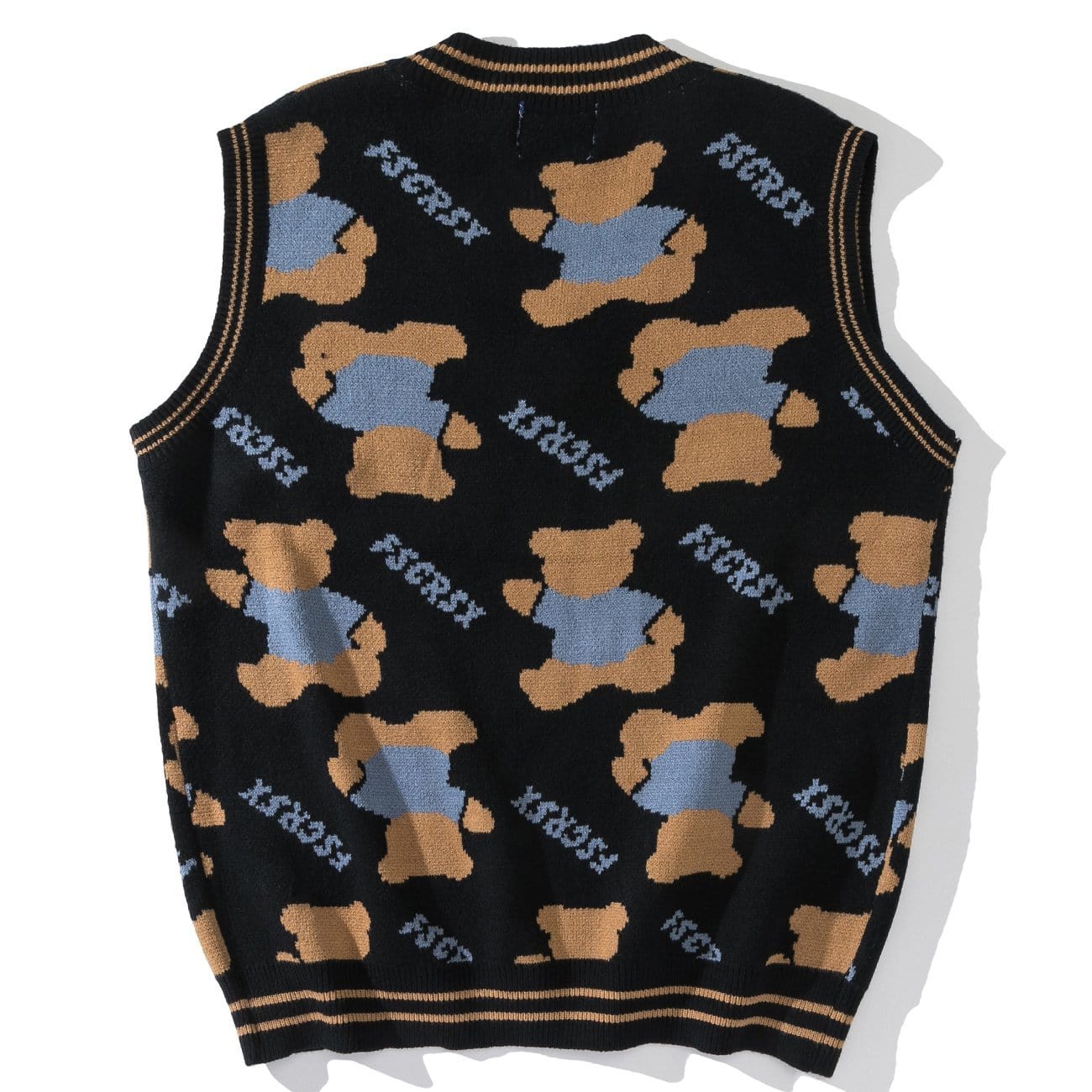 Bear Letters Print Knit Vest - Kawaii Side