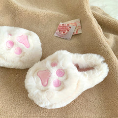 Big Kitty Paw Fur Home Slippers - Kawaii Side