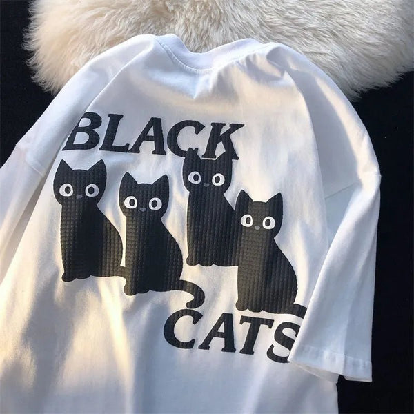 Black Cats Y2K Style T-Shirt - Kawaii Side