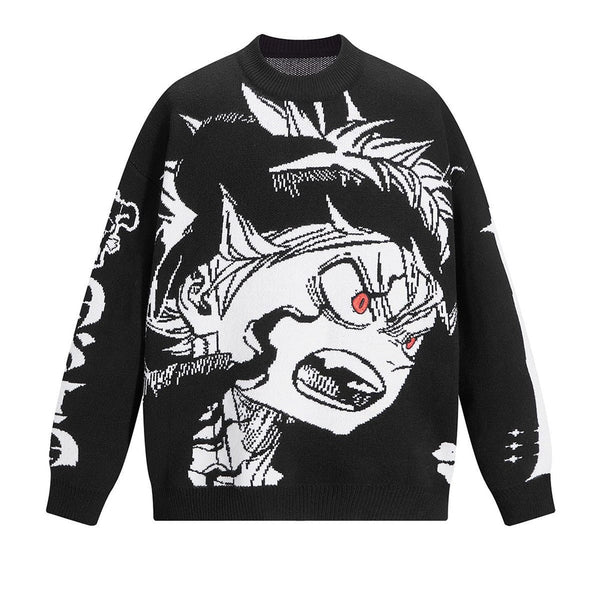 Black Clover Asta Knitted Streetwear Sweater - Kawaii Side
