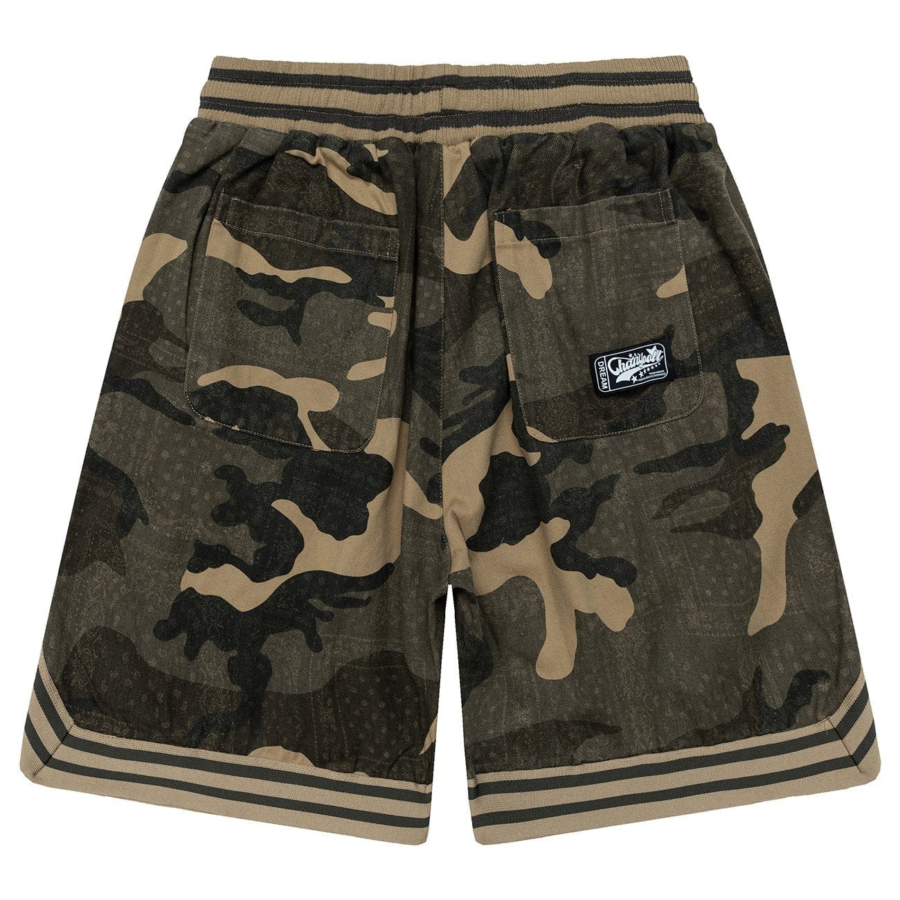 Camo Embroidery Letters Drawstring Shorts - Kawaii Side