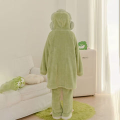 Cartoon Cabbage Puppy Hooded Jumpsuit Pajamas Set - Kawaii Side