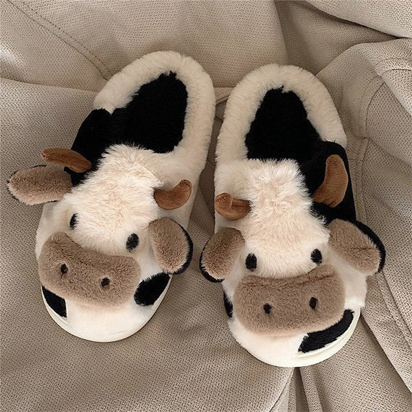 Cartoon Cow Cotton Slippers - Kawaii Side