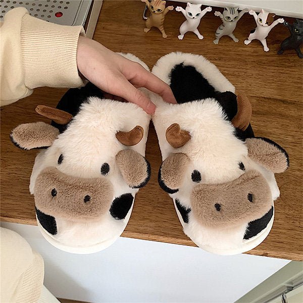 Cartoon Cow Cotton Slippers - Kawaii Side