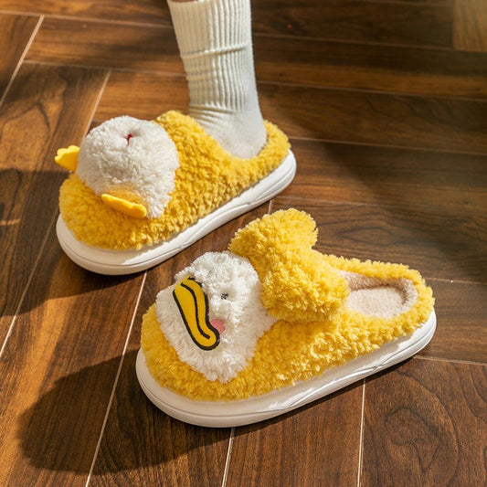 Cartoon Duck Plush Slippers - Kawaii Side