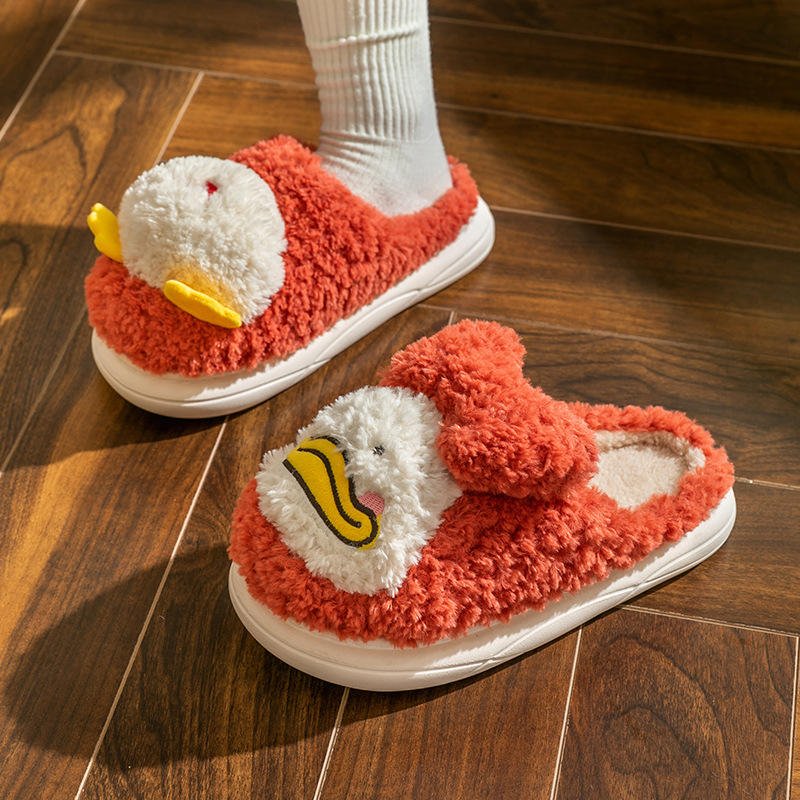 Cartoon Duck Plush Slippers - Kawaii Side