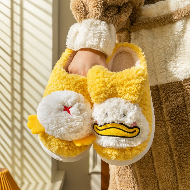 Cartoon Duck Plush Slippers - Kawaii Side