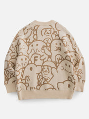 Cartoon Embroidery Knit Sweater - Kawaii Side