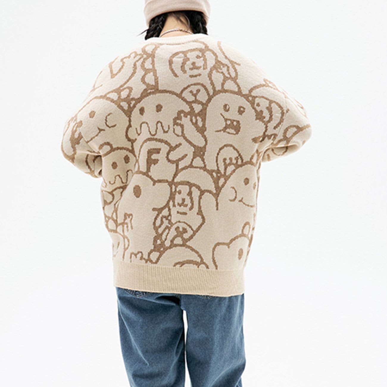 Cartoon Embroidery Knit Sweater - Kawaii Side