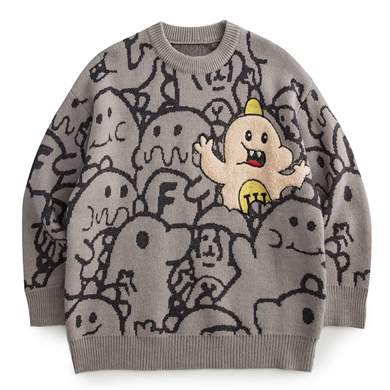 Cartoon Embroidery Knit Sweater - Kawaii Side