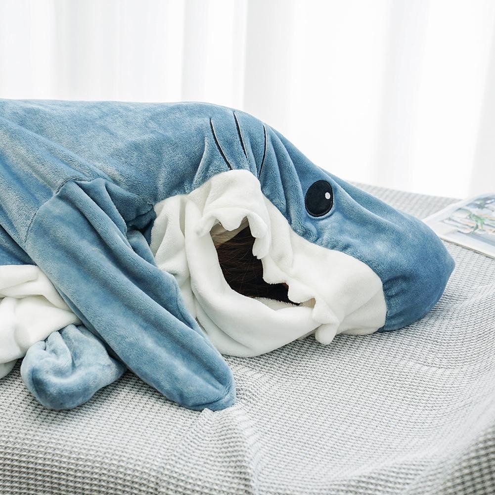 Cartoon Shark Hooded Blanket Pajamas - Kawaii Side