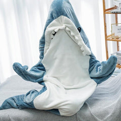 Cartoon Shark Hooded Blanket Pajamas - Kawaii Side