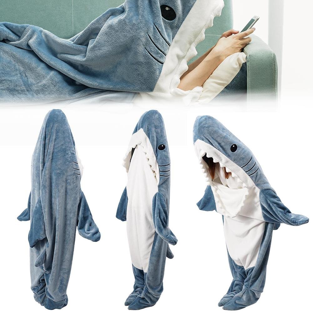 Cartoon Shark Hooded Blanket Pajamas - Kawaii Side