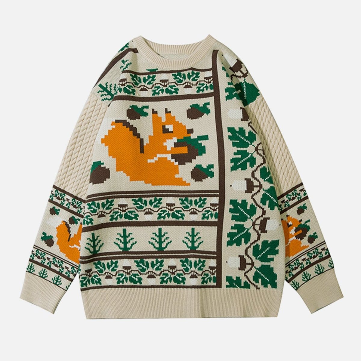 Cartoon Squirrel Knit Sweater - Kawaii Side