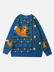 Cartoon Squirrel Knit Sweater - Kawaii Side