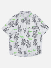 Cartoon Tiger Short Sleeve Shirts - Kawaii Side