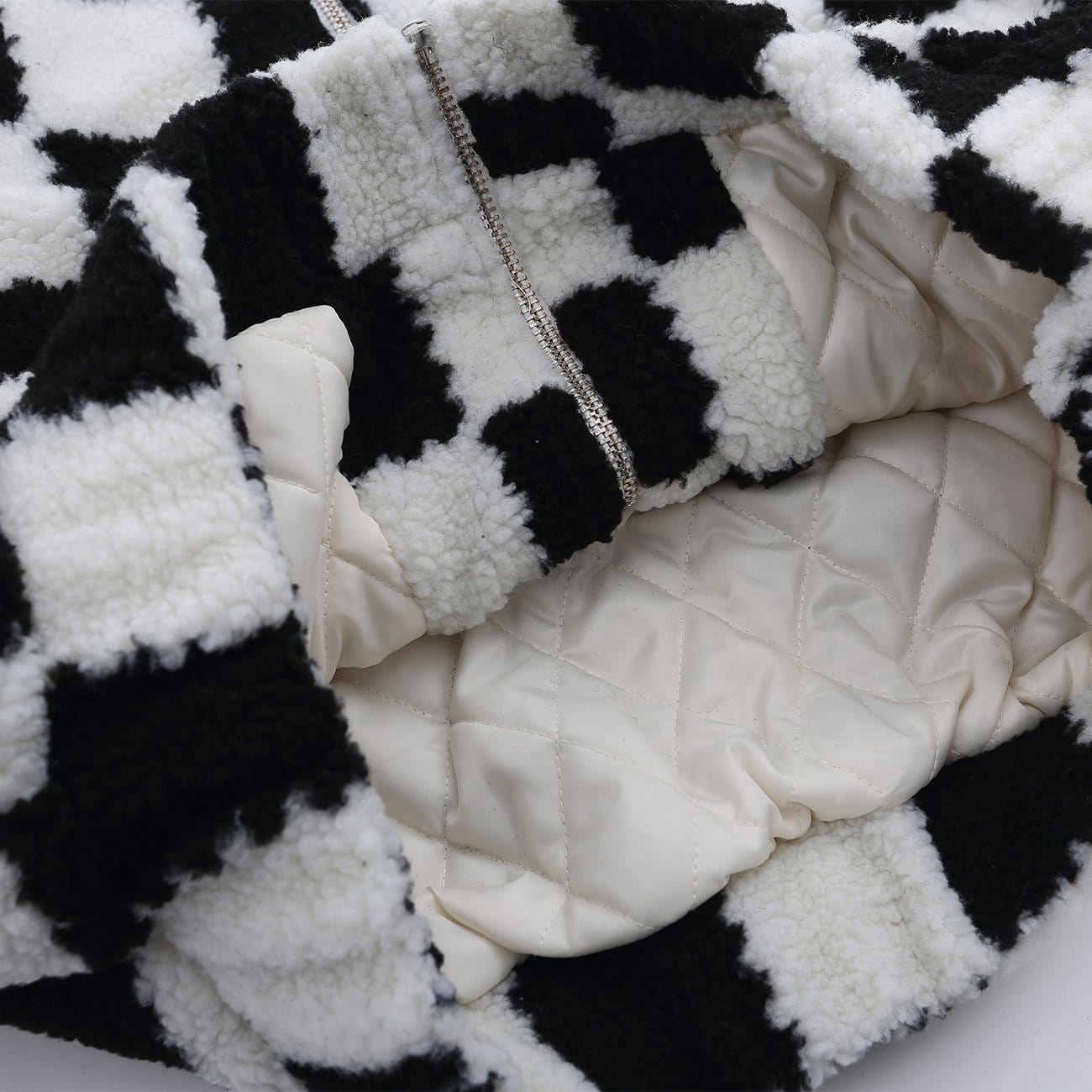 Checkerboard Sherpa Winter Coat - Kawaii Side