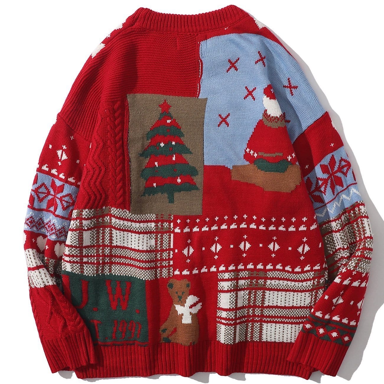 Christmas Bear Patchwork Knit Sweater - Kawaii Side