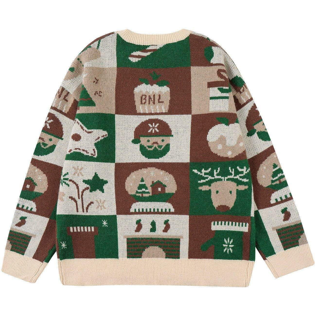 Christmas Elements Pattern Knit Sweater - Kawaii Side