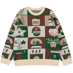 Christmas Elements Pattern Knit Sweater - Kawaii Side