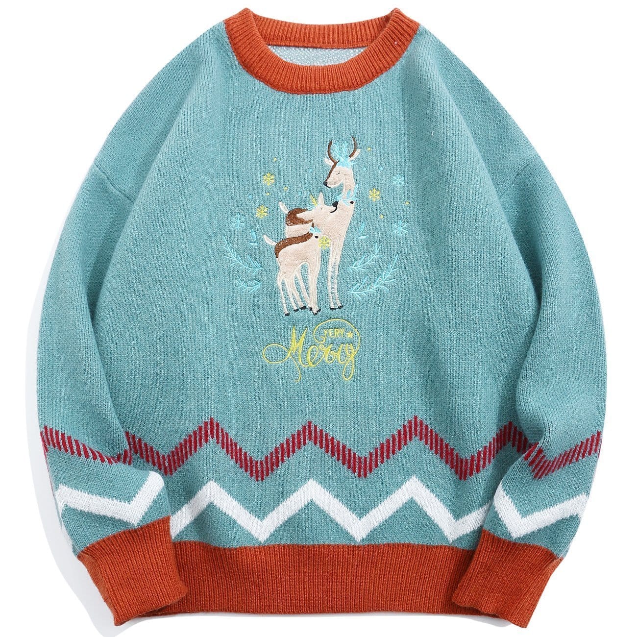 Christmas Embroidery Deer Knit Sweater - Kawaii Side