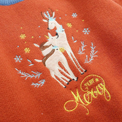 Christmas Embroidery Deer Knit Sweater - Kawaii Side