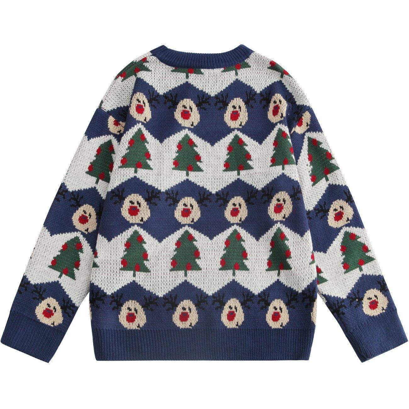 Christmas Tree Pattern Knit Sweater - Kawaii Side