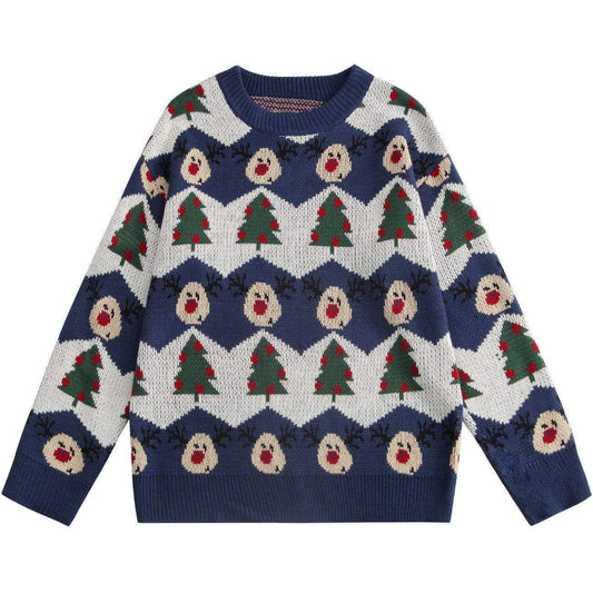 Christmas Tree Pattern Knit Sweater - Kawaii Side