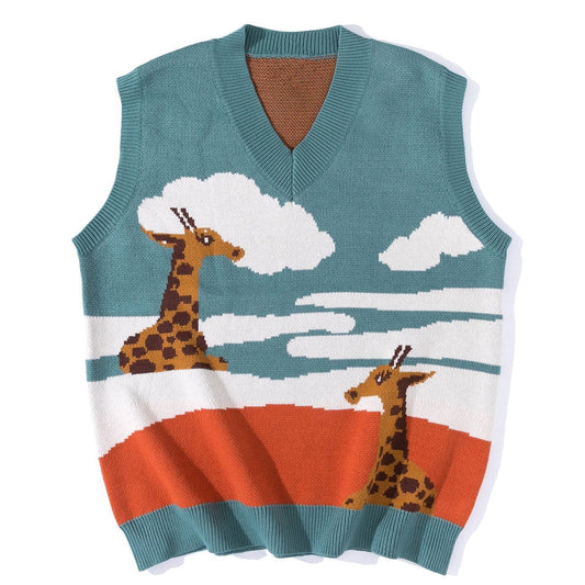 Cloud Giraffe Knit Vest - Kawaii Side