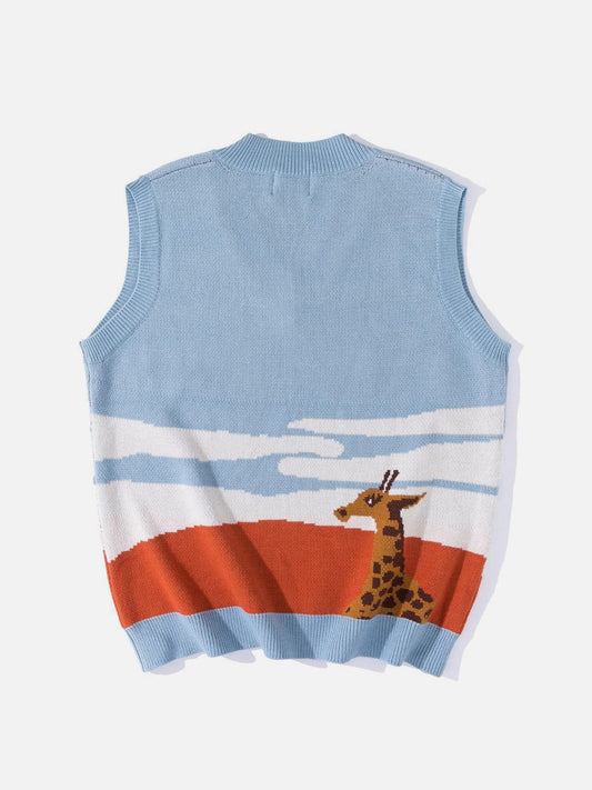 Cloud Giraffe Knit Vest - Kawaii Side